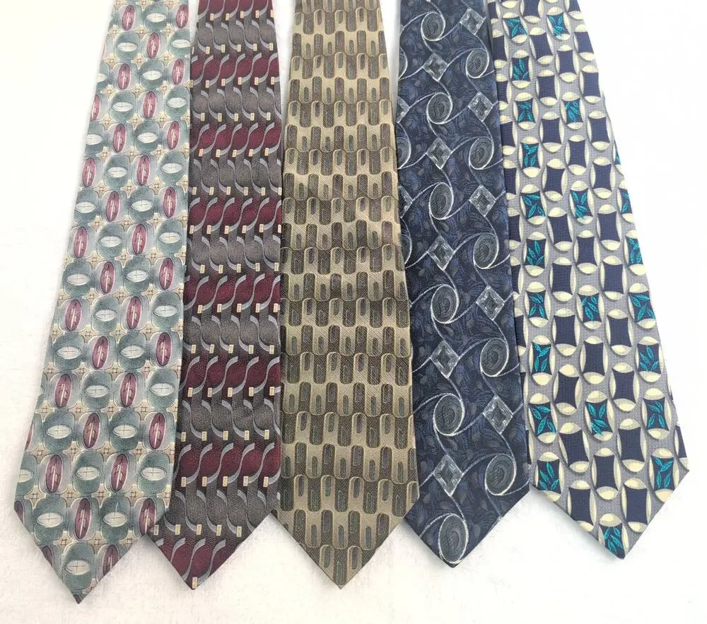 Vtg Lot (5) 100% Silk / Italian Silk Ties Reg (HenryGrethel-Zylos-nubio-Salem)